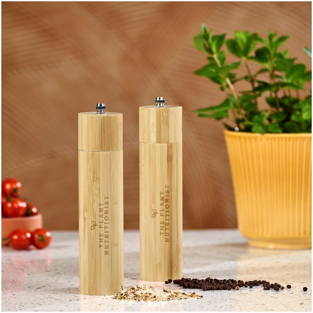 Okiyo Shioki Bamboo Salt or Pepper Mill for Natural Flavor - Brand your company Logo! Get a quote - Promo Lingo