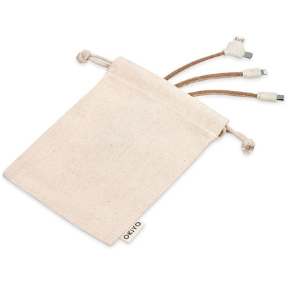 Okiyo Soshin Cork Tri - Cable: Eco - Friendly 3 - in - 1 Charger - Brand your company Logo! Get a quote - Promo Lingo