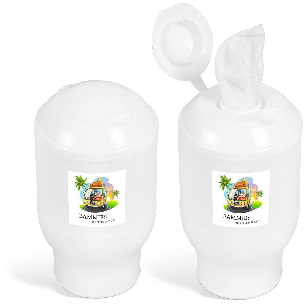On - The - Go Wet Wipes - 60 sheets - Brand your company Logo! Get a quote - Promo Lingo