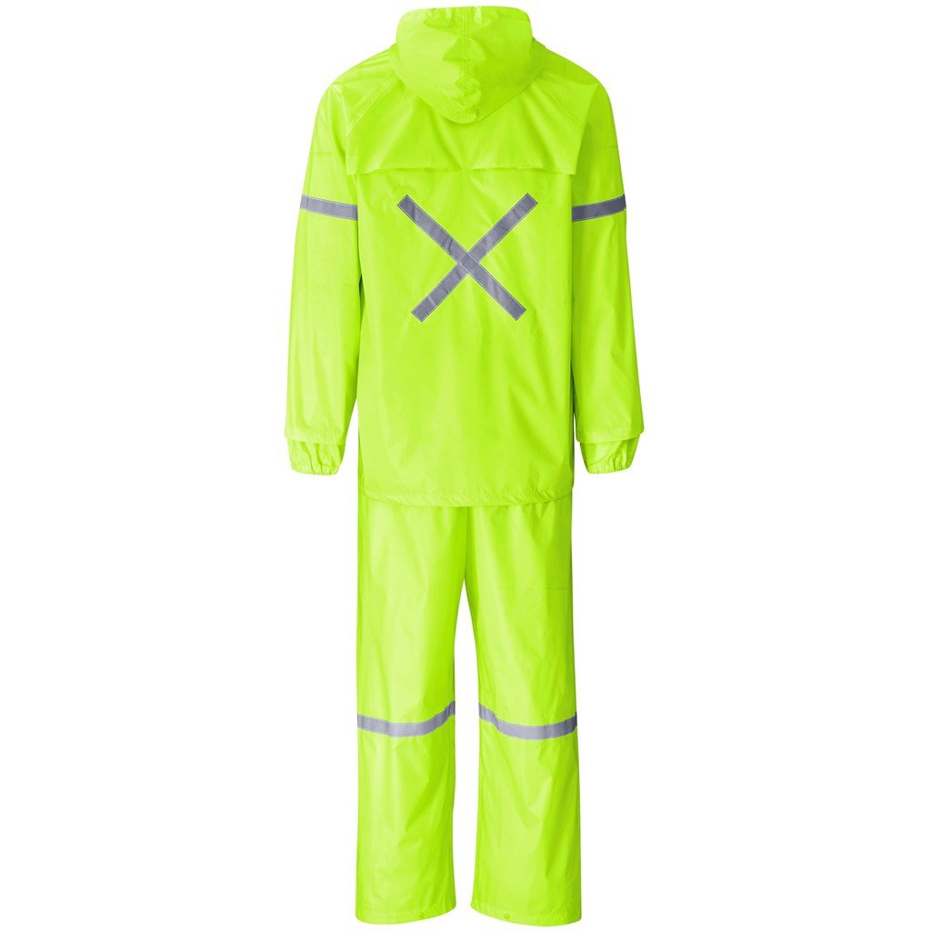 Outdoor Hi - Viz Reflective Polyester/PVC Rainsuit - Lime - Brand your company Logo! Get a quote - Promo Lingo
