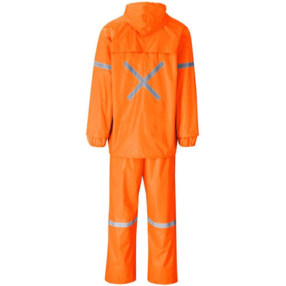 Outdoor Hi - Viz Reflective Polyester/PVC Rainsuit - Orange - Brand your company Logo! Get a quote - Promo Lingo