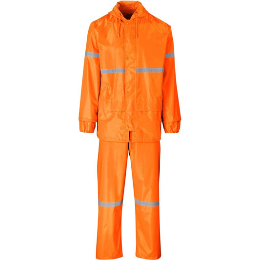 Outdoor Hi - Viz Reflective Polyester/PVC Rainsuit - Orange - Brand your company Logo! Get a quote - Promo Lingo