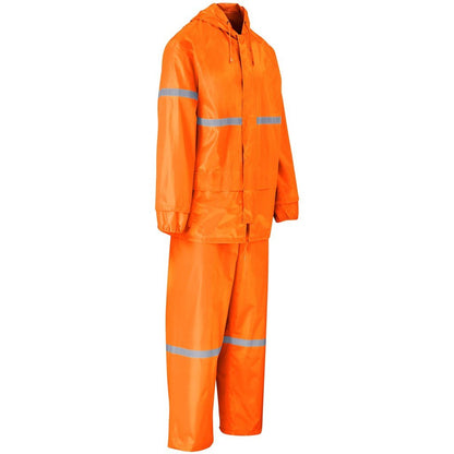 Outdoor Hi - Viz Reflective Polyester/PVC Rainsuit - Orange - Brand your company Logo! Get a quote - Promo Lingo