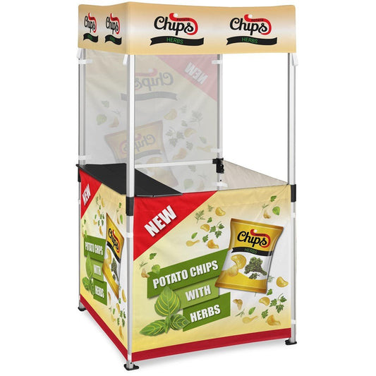 Ovation Sublimated Gazebo 1m X 1m Kiosk - 3 Half - Wall Skins - 1 Full - Wall Skin - Brand your company Logo! Get a quote - Promo Lingo