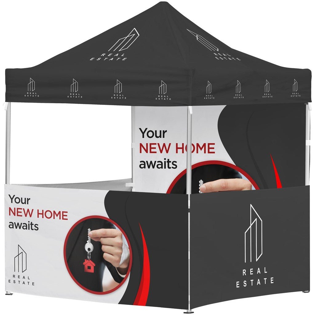 Ovation Sublimated Gazebo 2m X 2m Petite Frame - 3 Half - Wall Skins - 1 Full Wall Skin - Brand your company Logo! Get a quote - Promo Lingo