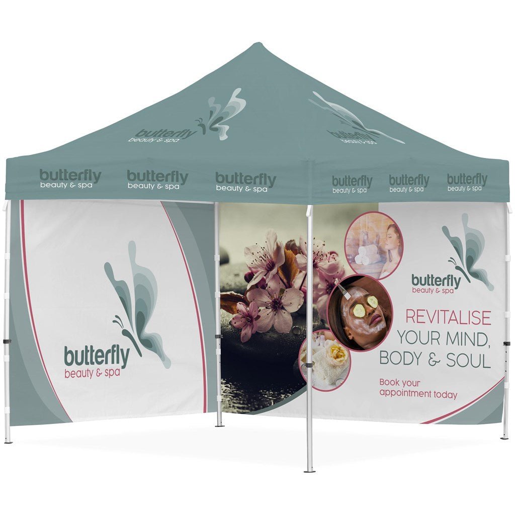 Ovation Sublimated Gazebo 3m X 3m - 2 Full - Wall Skins - Brand your company Logo! Get a quote - Promo Lingo