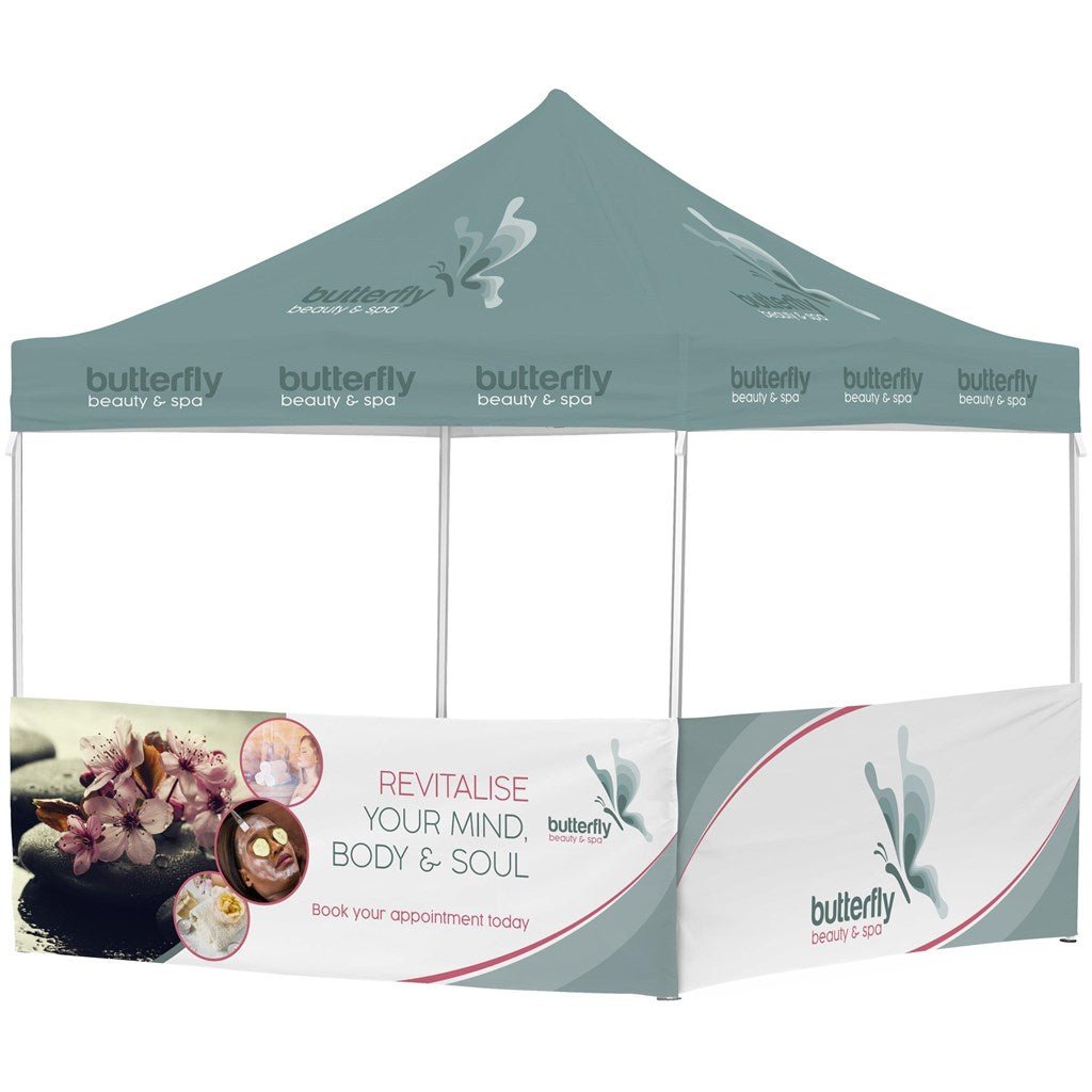 Ovation Sublimated Gazebo 3m X 3m - 2 Half - Wall Skins - Brand your company Logo! Get a quote - Promo Lingo