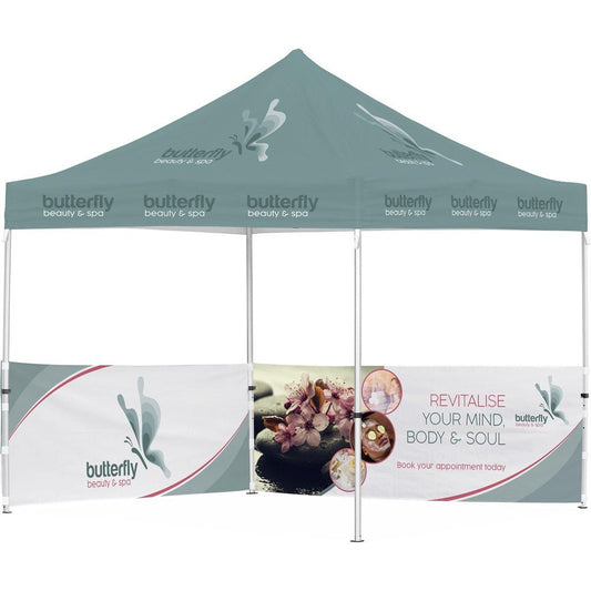 Ovation Sublimated Gazebo 3m X 3m - 2 Half - Wall Skins - Brand your company Logo! Get a quote - Promo Lingo