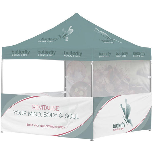 Ovation Sublimated Gazebo 3m X 3m - 3 Half - Wall Skins - 1 Full - Wall Skin - Brand your company Logo! Get a quote - Promo Lingo