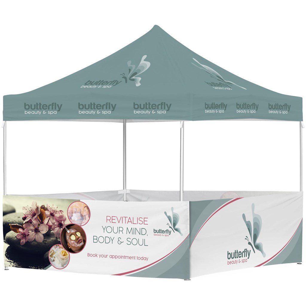 Ovation Sublimated Gazebo 3m X 3m - 4 Half - Wall Skins - Brand your company Logo! Get a quote - Promo Lingo