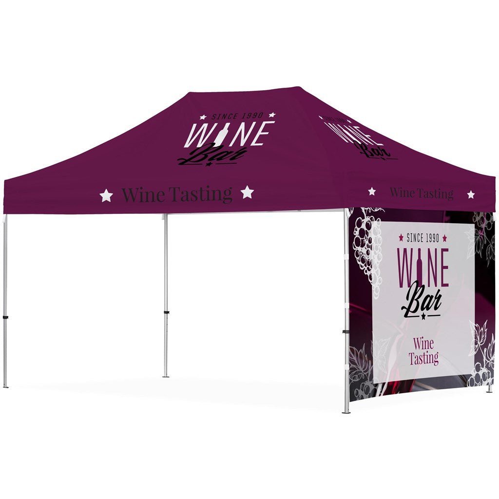 Ovation Sublimated Gazebo 4.5m X 3m - 1 Short Full - Wall Skin - Brand your company Logo! Get a quote - Promo Lingo