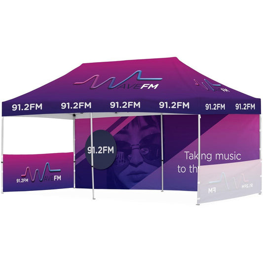 Ovation Sublimated Gazebo 6m X 3m - 1 Long Full - Wall Skin - 2 Short Half - Wall Skins - Brand your company Logo! Get a quote - Promo Lingo