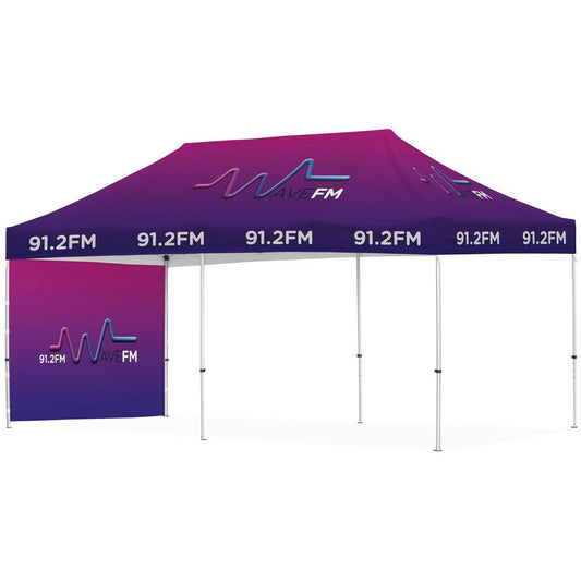 Ovation Sublimated Gazebo 6m X 3m - 1 Short Full - Wall Skin - Brand your company Logo! Get a quote - Promo Lingo