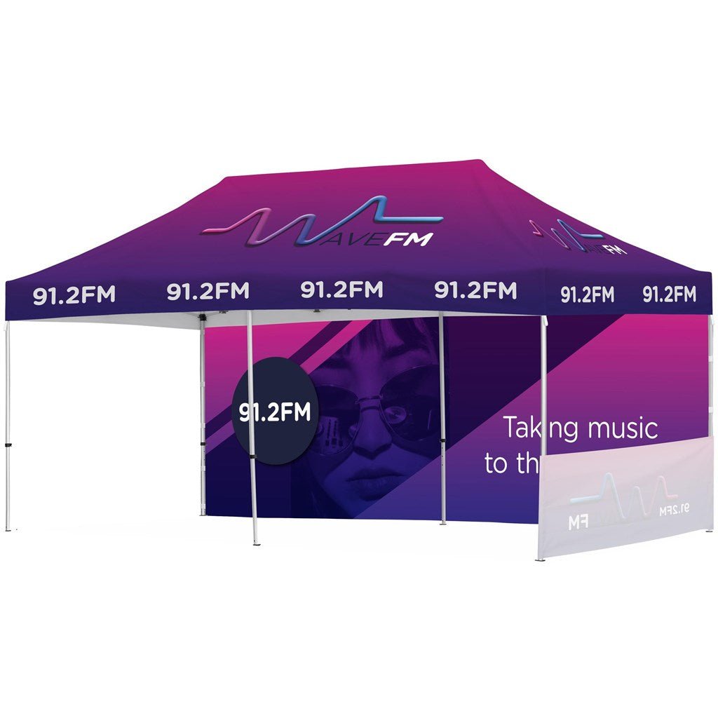 Ovation Sublimated Gazebo 6m X 3m - 1 Short Half - Wall Skin - 1 Long Full - Wall Skin 6m x 3m Sublimated Gazebos - Get the best branded items from - Promo Lingo