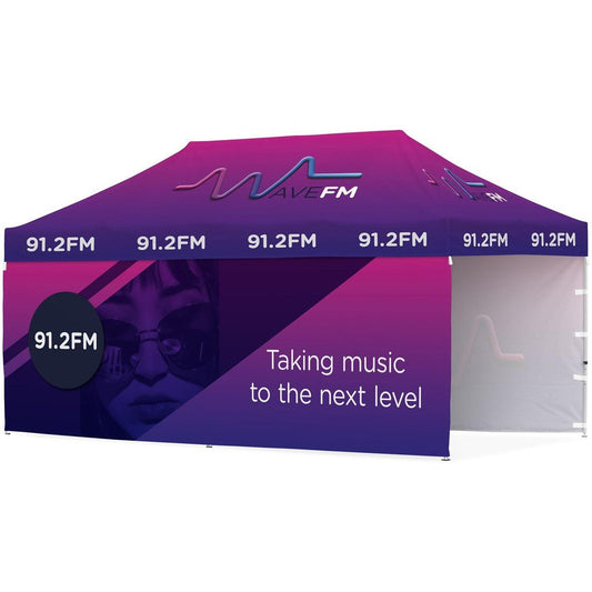 Ovation Sublimated Gazebo 6m X 3m - 2 Long Full - Wall Skins - Brand your company Logo! Get a quote - Promo Lingo