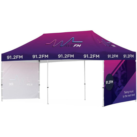 Ovation Sublimated Gazebo 6m X 3m - 2 Short Full - Wall Skins - Brand your company Logo! Get a quote - Promo Lingo