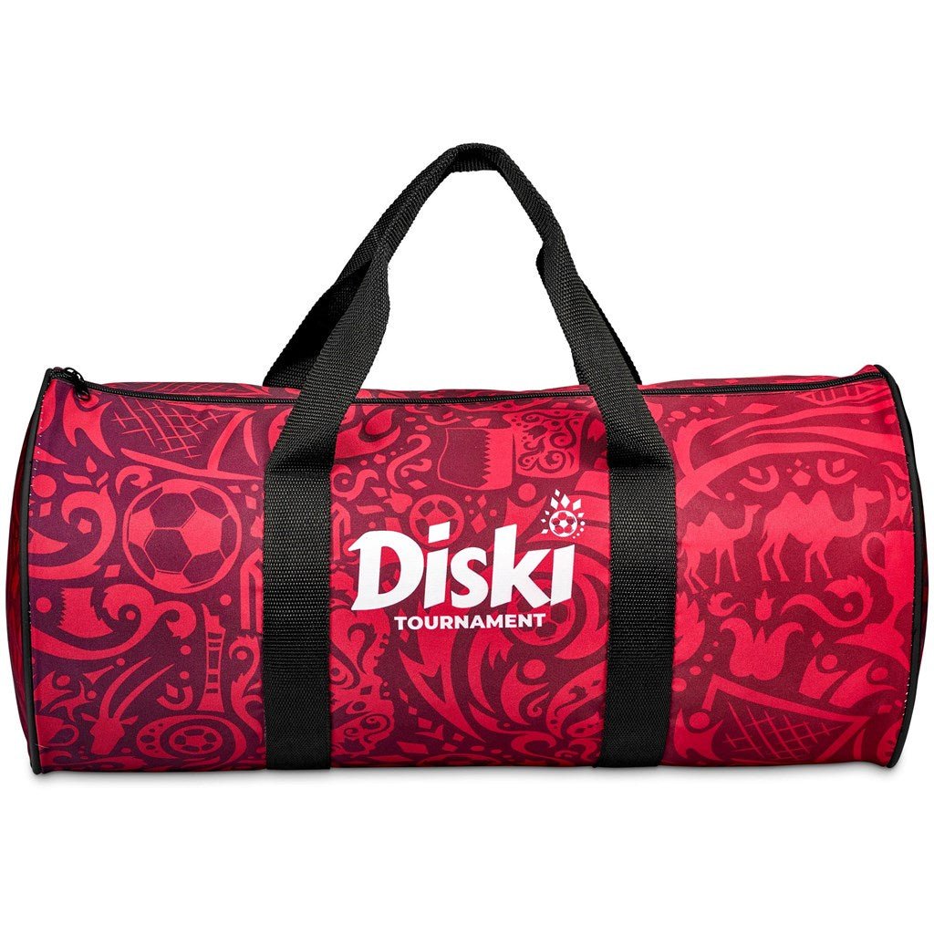 Pre - Printed Sample Hoppla Carter Barrel Sport Bag - Brand your company Logo! Get a quote - Promo Lingo