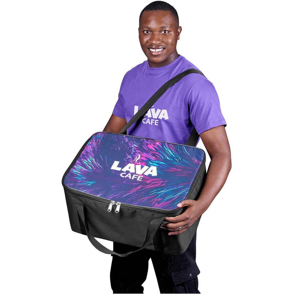 Pre - Printed Sample Hoppla Sudwala Food Delivery Cooler Bag - Brand your company Logo! Get a quote - Promo Lingo