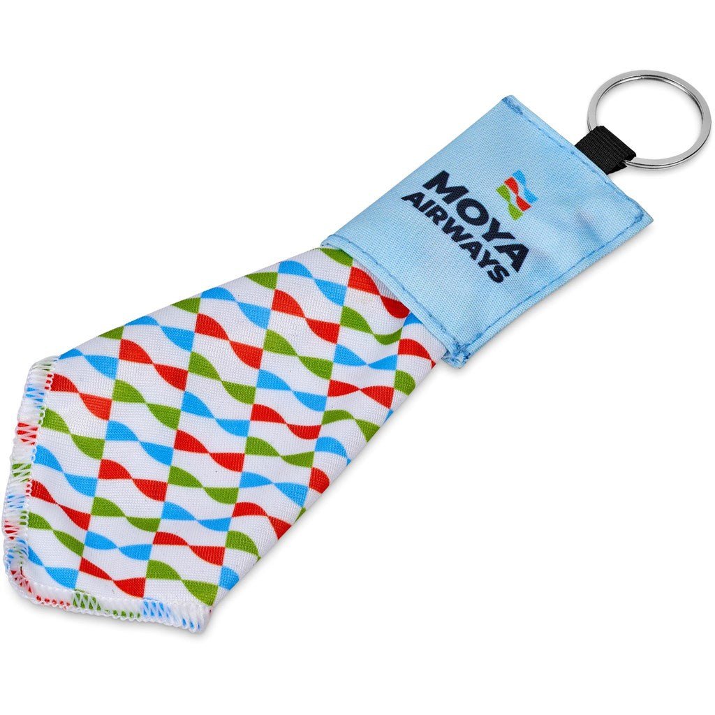 Pre - Production Sample Hoppla Aquila Polyester Keyring Pouch with Cleaning Cloth - Brand your company Logo! Get a quote - Promo Lingo