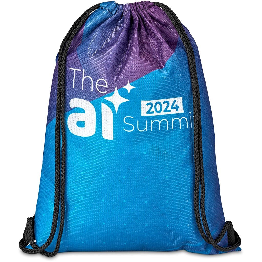 Pre - Production Sample Hoppla Bellville Recycled PET Drawstring Bag - Brand your company Logo! Get a quote - Promo Lingo