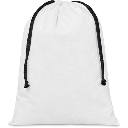 Pre - Production Sample Hoppla Benguela Jumbo Polyester Drawstring Pouch - Brand your company Logo! Get a quote - Promo Lingo