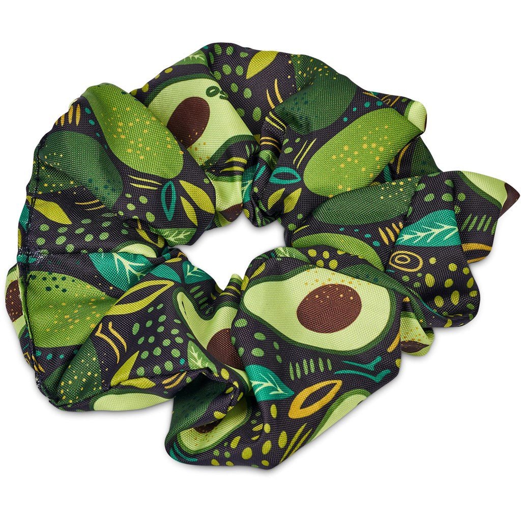 Pre - Production Sample Hoppla Botanic Polyester Hair Scrunchie - Brand your company Logo! Get a quote - Promo Lingo