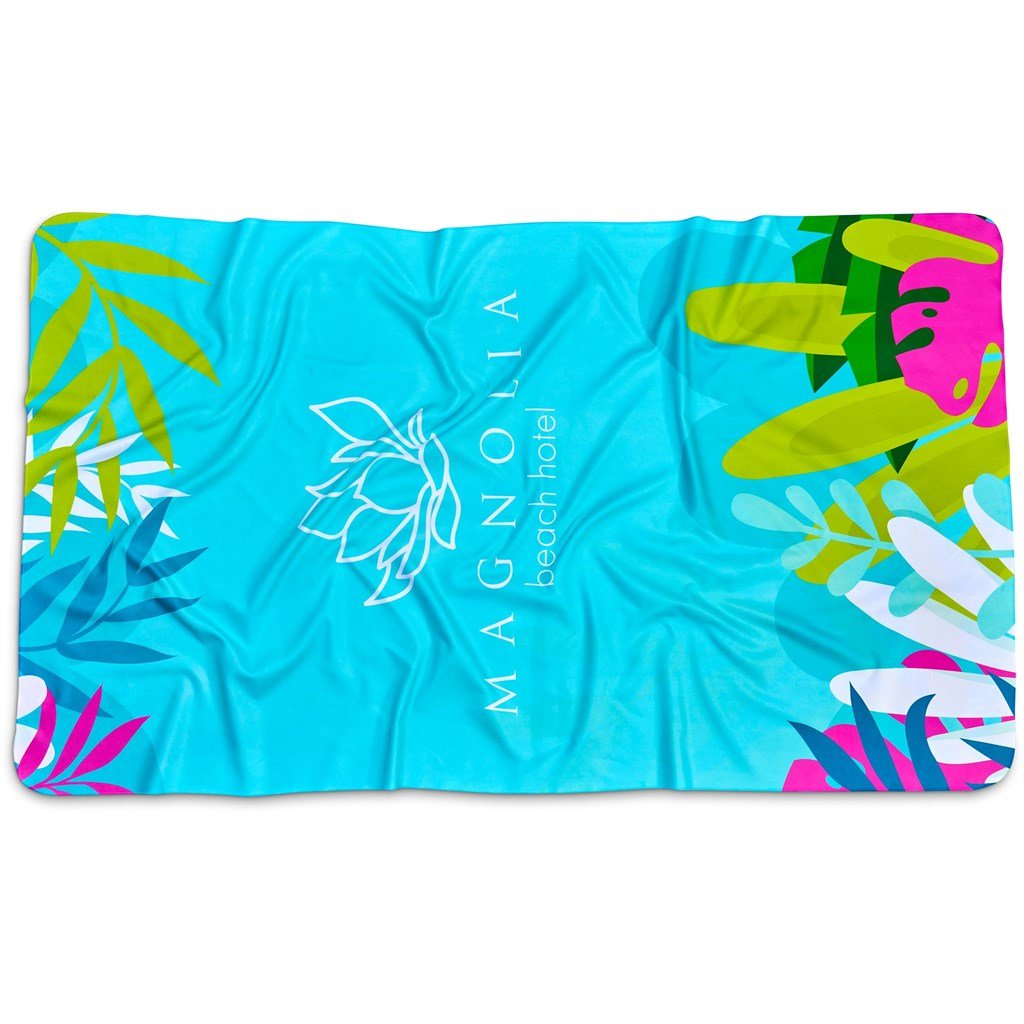 Pre - Production Sample Hoppla Hula Beach Towel - Dual Sided Branding - Brand your company Logo! Get a quote - Promo Lingo