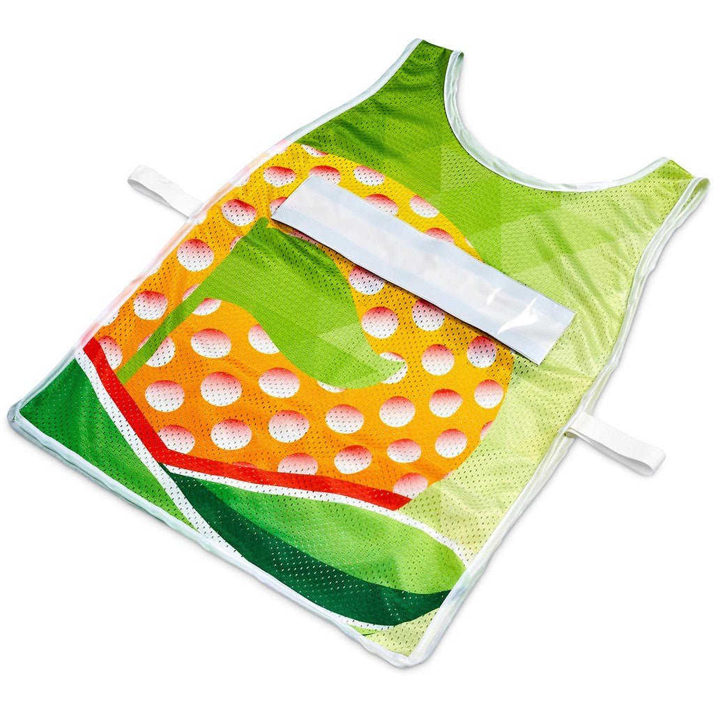 Pre - Production Sample Hoppla Jackal Polyester Caddy Bib with PVC Name Sleeve - Brand your company Logo! Get a quote - Promo Lingo
