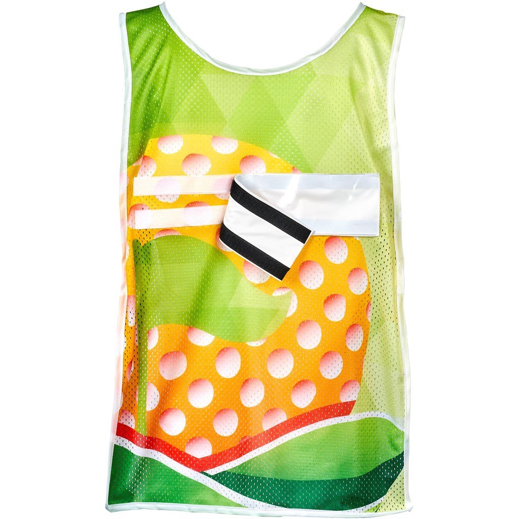 Pre - Production Sample Hoppla Jackal Polyester Caddy Bib with PVC Name Sleeve - Brand your company Logo! Get a quote - Promo Lingo