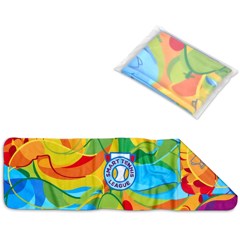 Pre - Production Sample Hoppla Relay Sports Towel - Dual Branding - Brand your company Logo! Get a quote - Promo Lingo