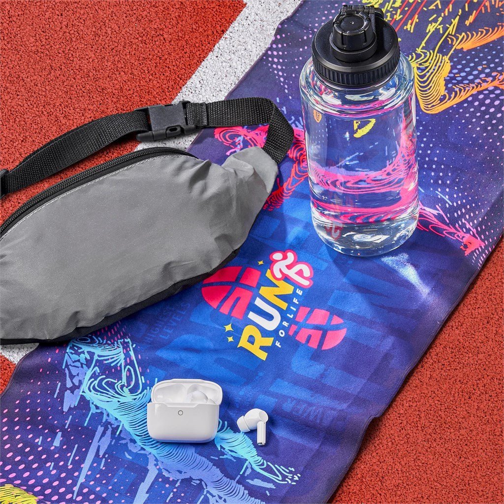 Pre - Production Sample Hoppla Relay Sports Towel - Single Sided - Brand your company Logo! Get a quote - Promo Lingo