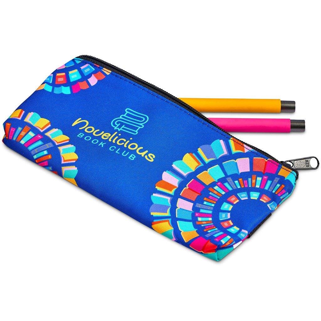 Pre - Production Sample Hoppla Scribbler Polyester Large Pencil Case To Fit An A5 Notebook - Brand your company Logo! Get a quote - Promo Lingo
