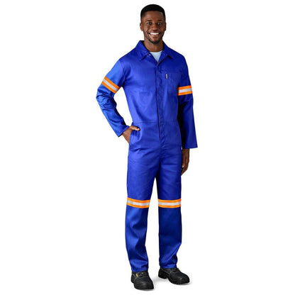 Safety Polycotton Boiler Suit - Reflective Arms Legs & Back - Orange Tape - Brand your company Logo! Get a quote - Promo Lingo