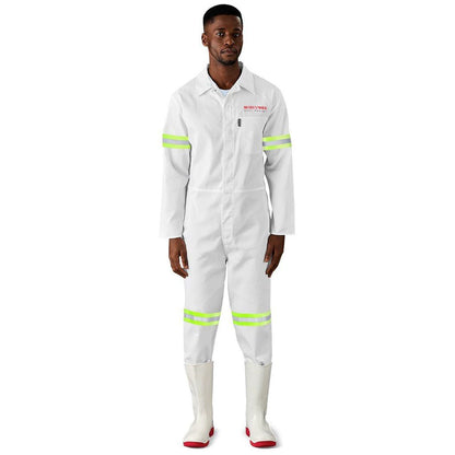 Safety Polycotton Boiler Suit - Reflective Arms Legs & Back - Yellow Tape - Brand your company Logo! Get a quote - Promo Lingo
