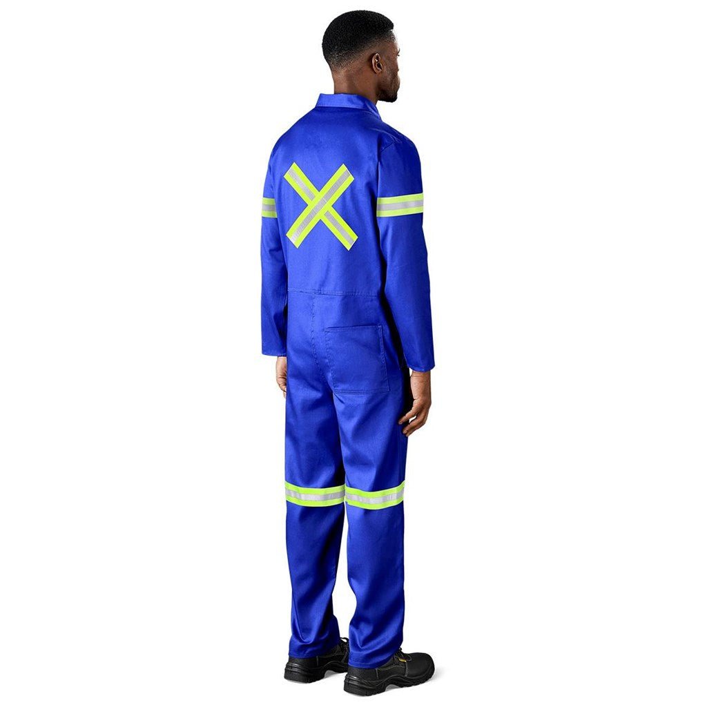 Safety Polycotton Boiler Suit - Reflective Arms Legs & Back - Yellow Tape - Brand your company Logo! Get a quote - Promo Lingo