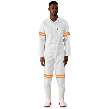 Safety Polycotton Boiler Suit - Reflective Arms & Legs - Orange Tape - Brand your company Logo! Get a quote - Promo Lingo