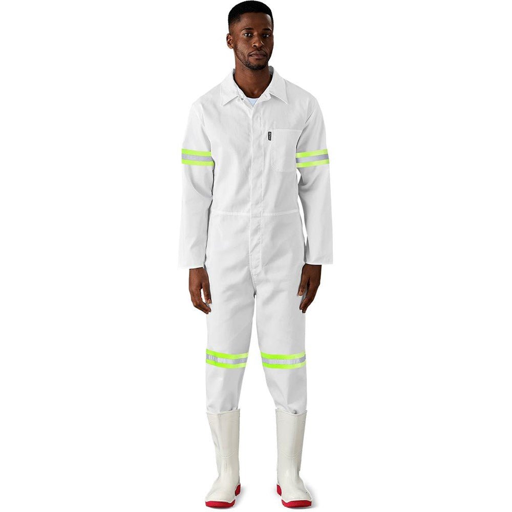 Safety Polycotton Boiler Suit - Reflective Arms & Legs - Yellow Tape - Brand your company Logo! Get a quote - Promo Lingo