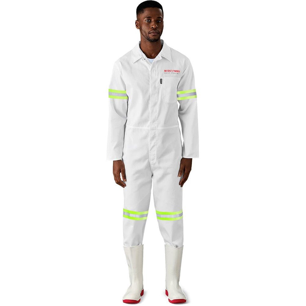 Safety Polycotton Boiler Suit - Reflective Arms & Legs - Yellow Tape - Brand your company Logo! Get a quote - Promo Lingo