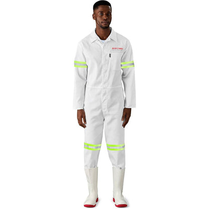 Safety Polycotton Boiler Suit - Reflective Arms & Legs - Yellow Tape - Brand your company Logo! Get a quote - Promo Lingo