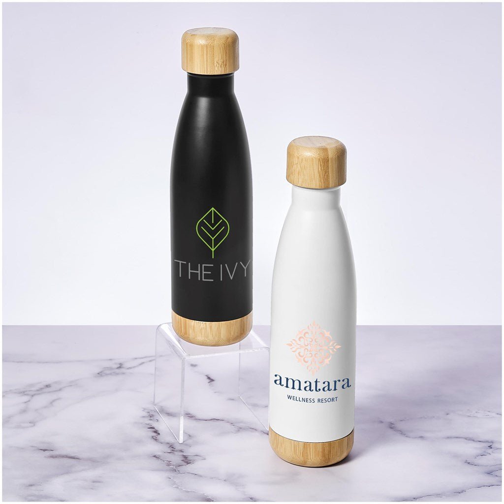Serendipio Heritage Stainless Steel & Bamboo Vacuum Water Bottle – 500ml for Hot or Cold Drinks - Brand your company Logo! Get a quote - Promo Lingo