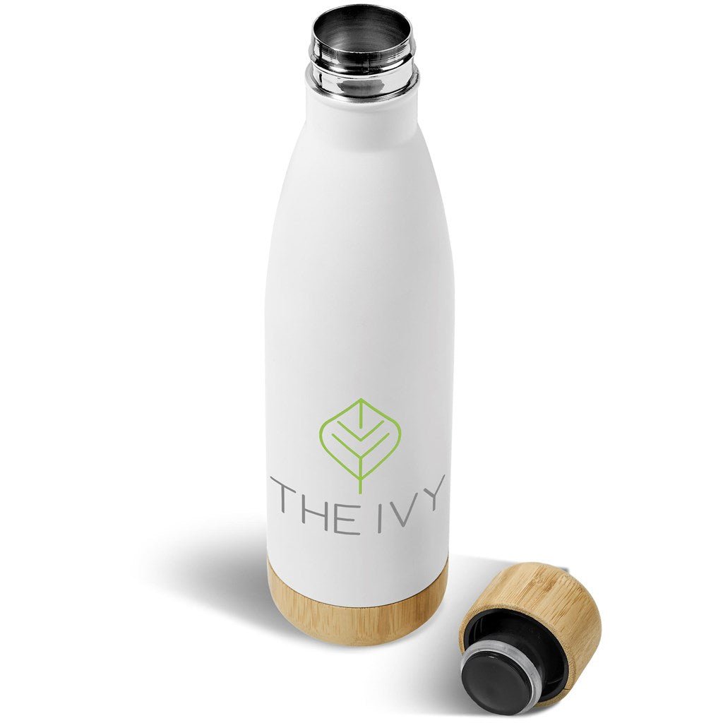 Serendipio Heritage Stainless Steel & Bamboo Vacuum Water Bottle – 500ml for Hot or Cold Drinks - Brand your company Logo! Get a quote - Promo Lingo