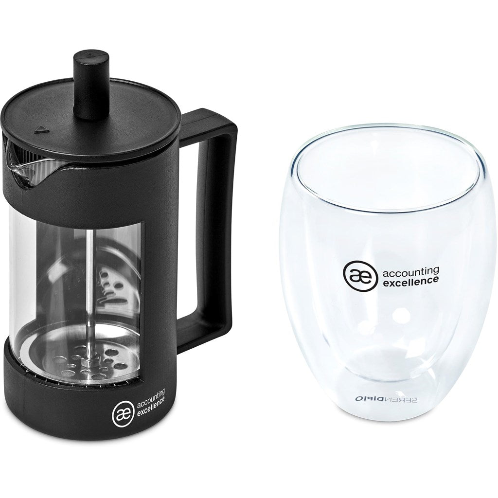 Serendipio Lorenzo Coffee Set with Double - Wall Glass Design - Brand your company Logo! Get a quote - Promo Lingo
