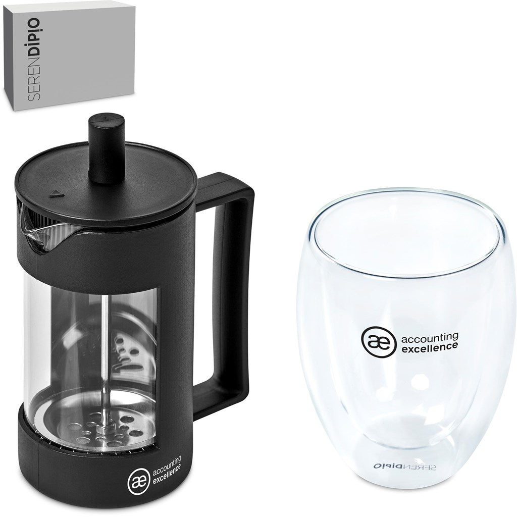 Serendipio Lorenzo Coffee Set with Double - Wall Glass Design - Brand your company Logo! Get a quote - Promo Lingo