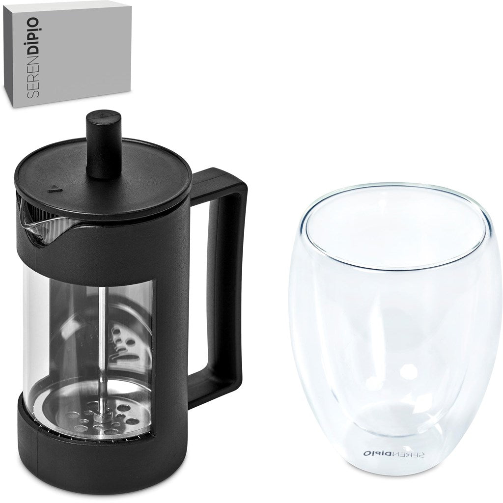 Serendipio Lorenzo Coffee Set with Double - Wall Glass Design - Brand your company Logo! Get a quote - Promo Lingo