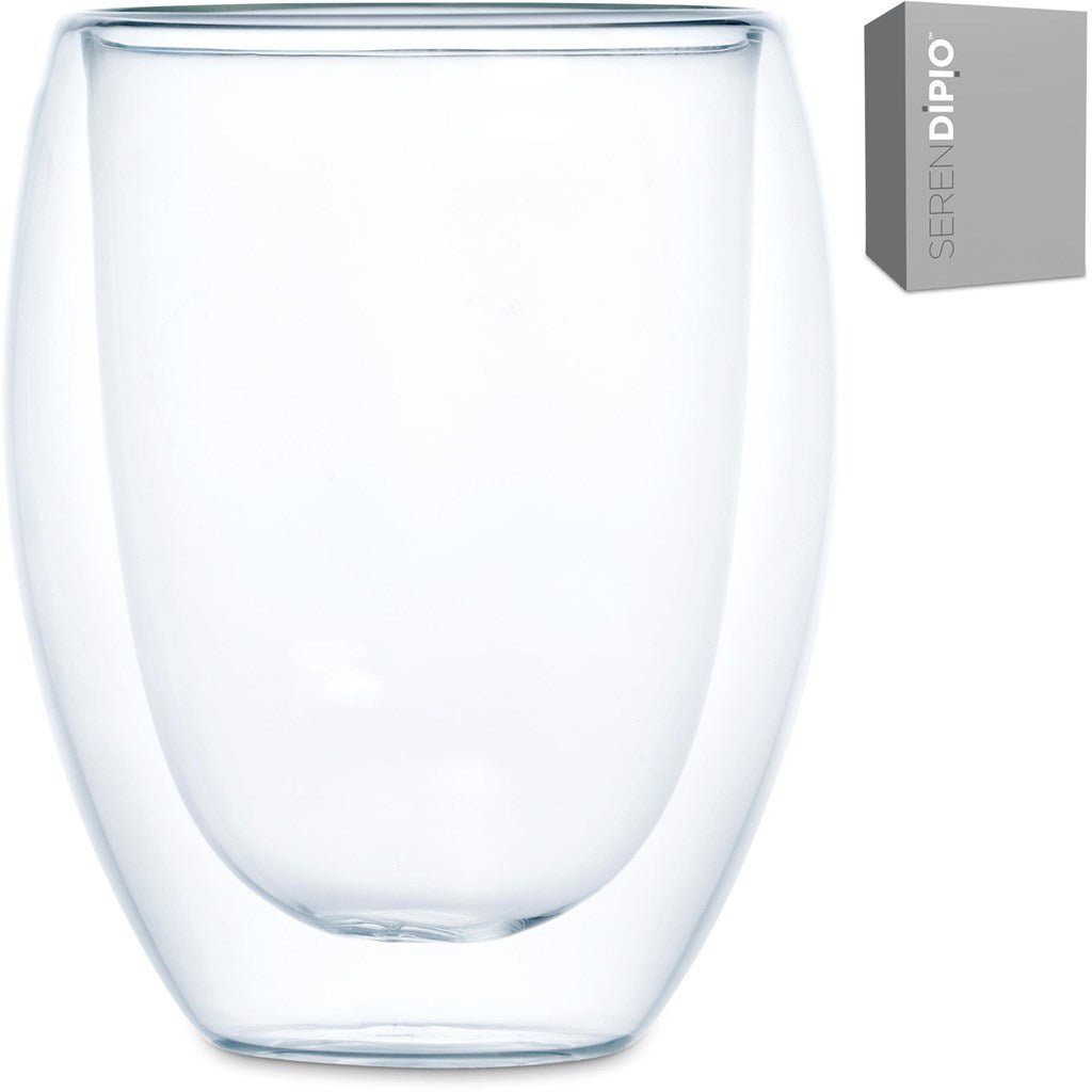 Serendipio Lorenzo Glass Double - Wall Cup - 350ml Elegant Design - Brand your company Logo! Get a quote - Promo Lingo