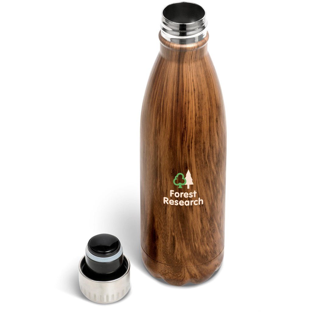 Serendipio Woodbury Stainless Steel Vacuum Water Bottle - 500ml Classic Wood Grain Design - Brand your company Logo! Get a quote - Promo Lingo