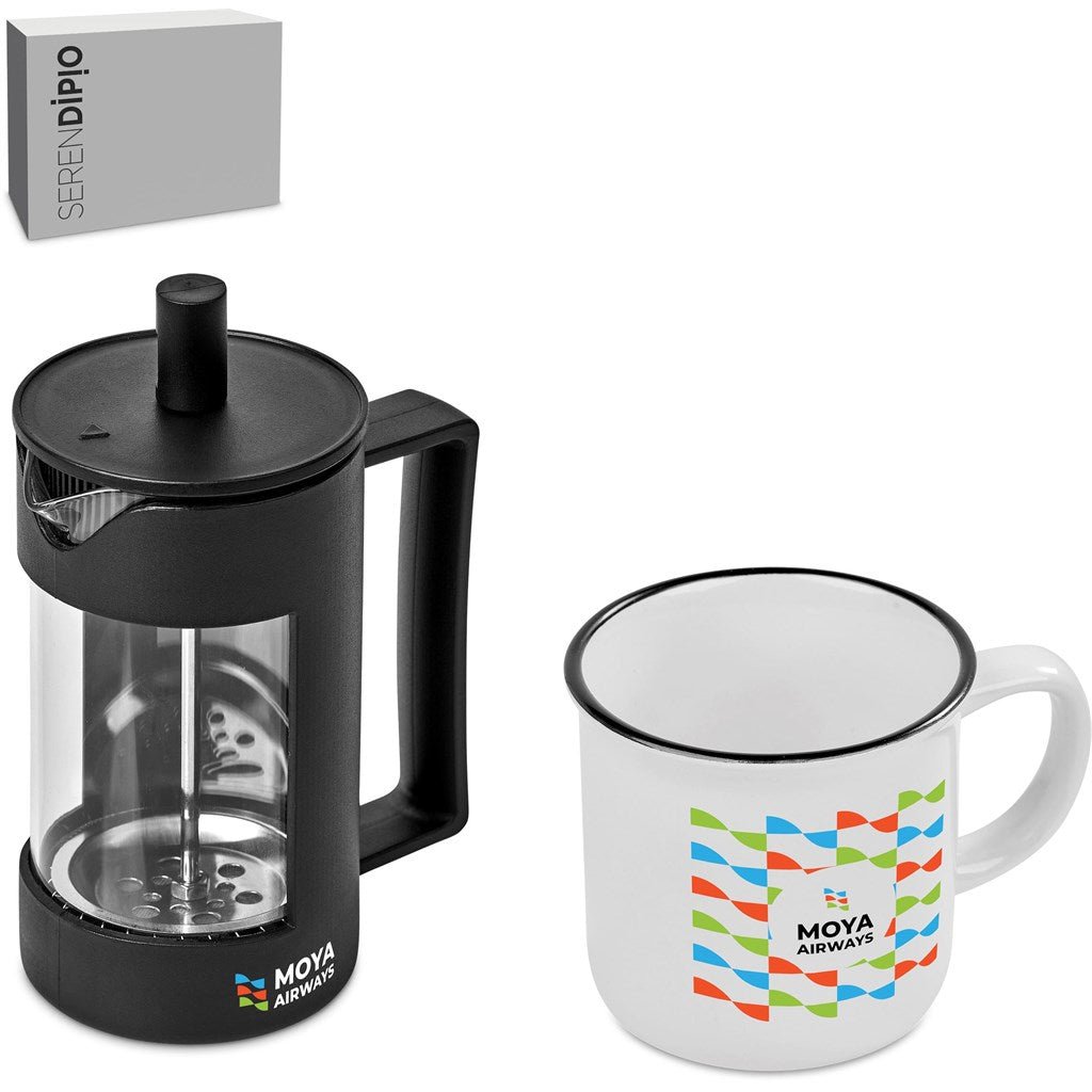 Serendipio York Coffee Set: Stylish Ceramic French Press - Brand your company Logo! Get a quote - Promo Lingo