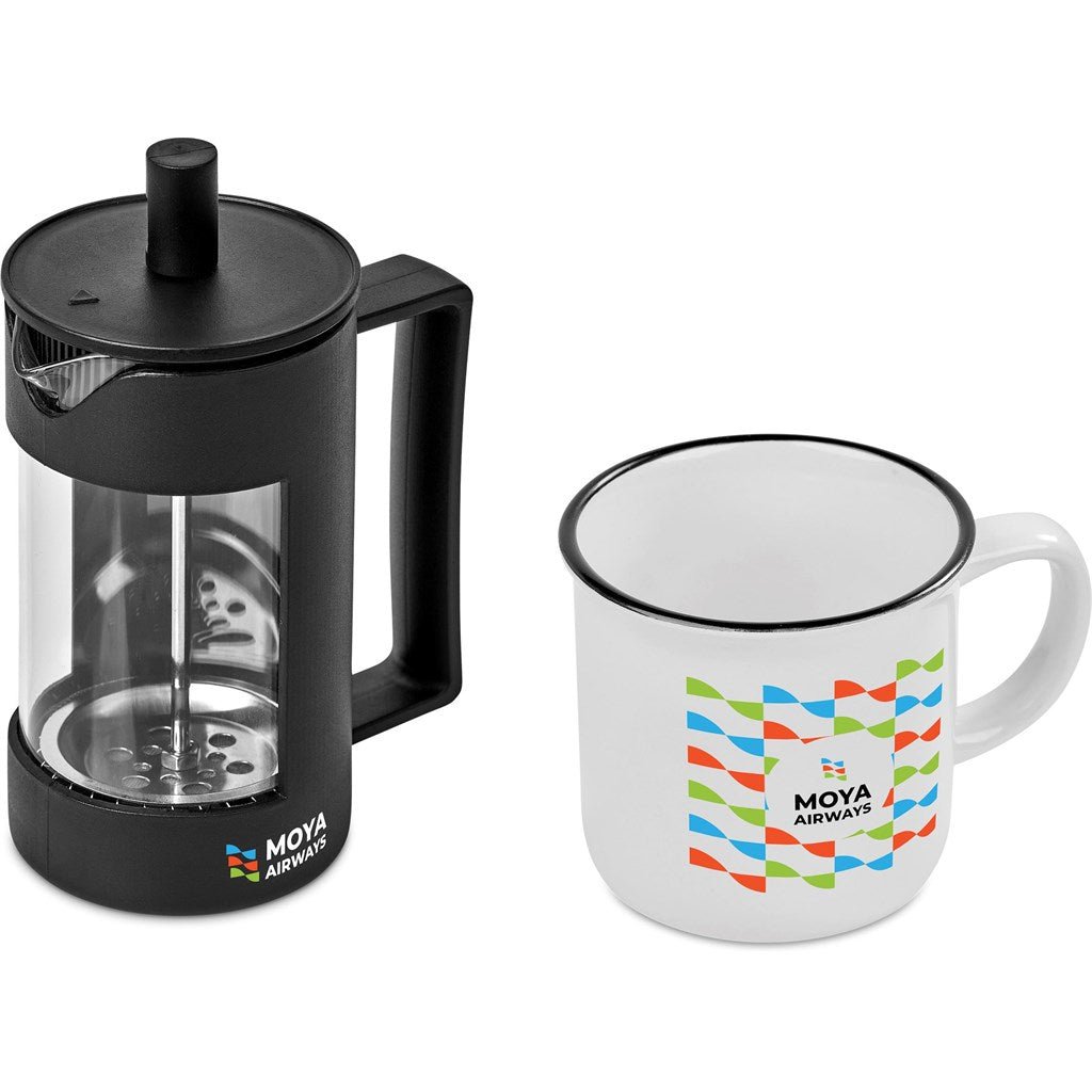 Serendipio York Coffee Set: Stylish Ceramic French Press - Brand your company Logo! Get a quote - Promo Lingo