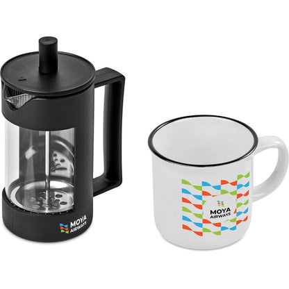 Serendipio York Coffee Set: Stylish Ceramic French Press - Brand your company Logo! Get a quote - Promo Lingo