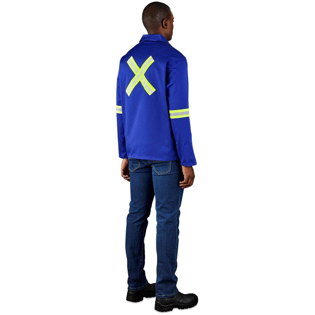 Site Premium Polycotton Jacket - Reflective Arms & Back - Yellow Tape - Brand your company Logo! Get a quote - Promo Lingo